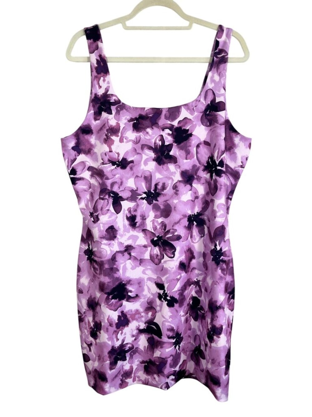 Colorful Floral Tank Mini Dress Purple 2X Summer Beach Bodycon Artsy Retro Mod